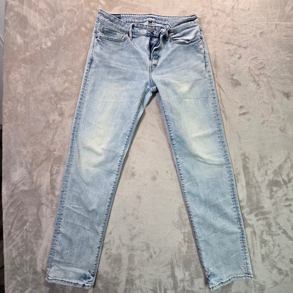 American Eagle Flex Slim Straight Light Wash Jeans Mens 32x34 Stretch Denim